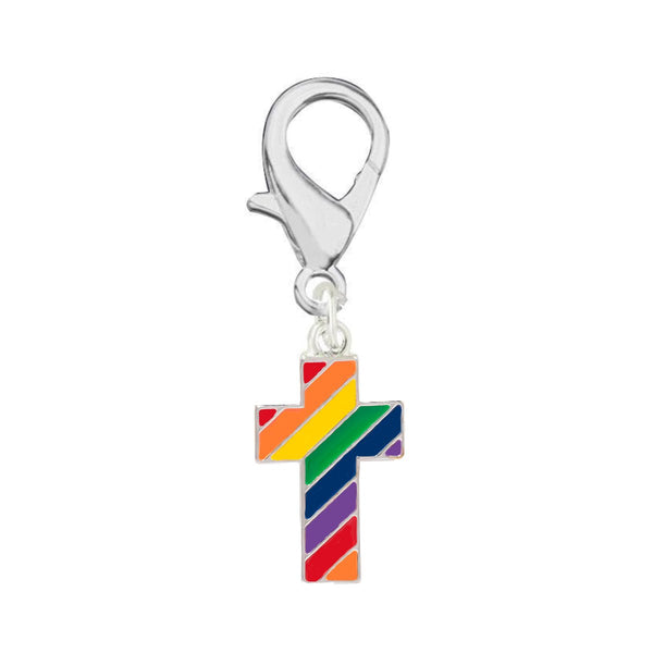 10 Pack Rainbow Cross Gay Pride Hanging Charms (10 Hanging Charms)