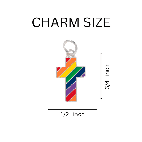 10 Pack Rainbow Cross Gay Pride Hanging Charms (10 Hanging Charms)