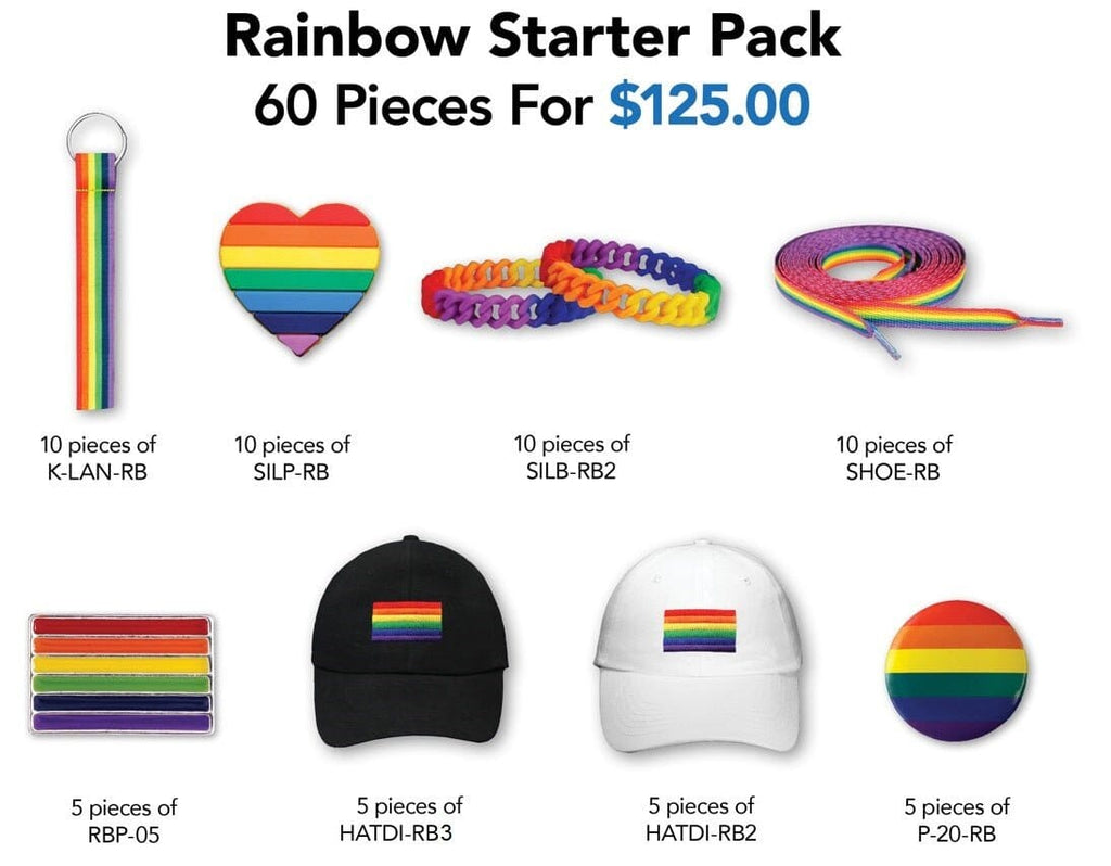 60 pc Rainbow Flag Gay Pride Starter Pack Bundle (Small - 60 Pieces)