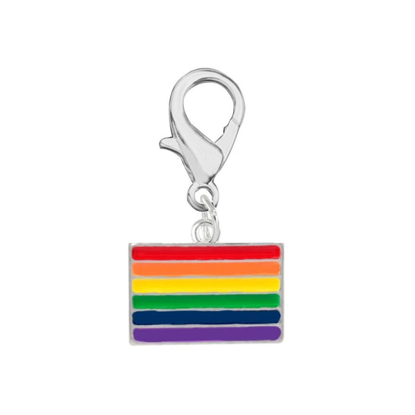 10 Pack Rainbow Flag LGBTQ Pride Rectangle Hanging Charms (10 Hanging Charms)