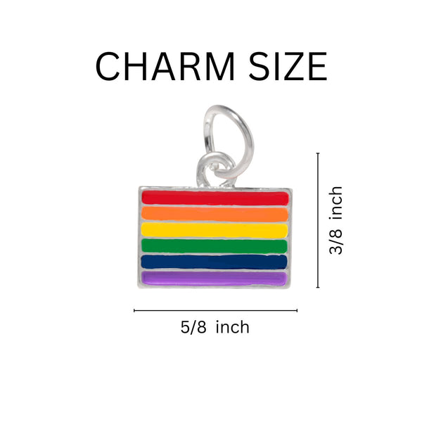 10 Pack Rainbow Flag LGBTQ Pride Rectangle Hanging Charms (10 Hanging Charms)