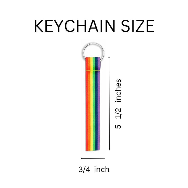 25 Pack Rainbow Gay Pride Flag Lanyard Style Keychains (25 Keychains)