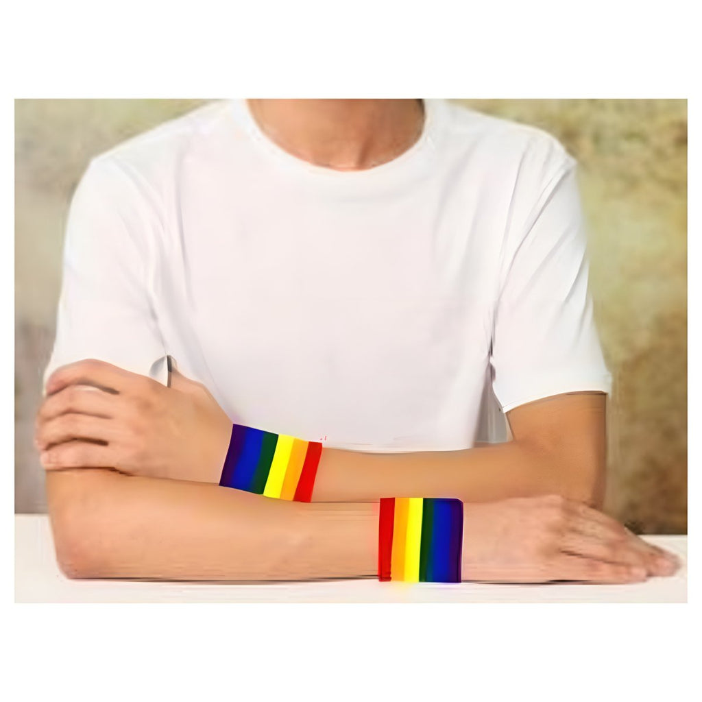 25 Pack Rainbow Gay Pride Sport Sweat Bands (25 Pairs)