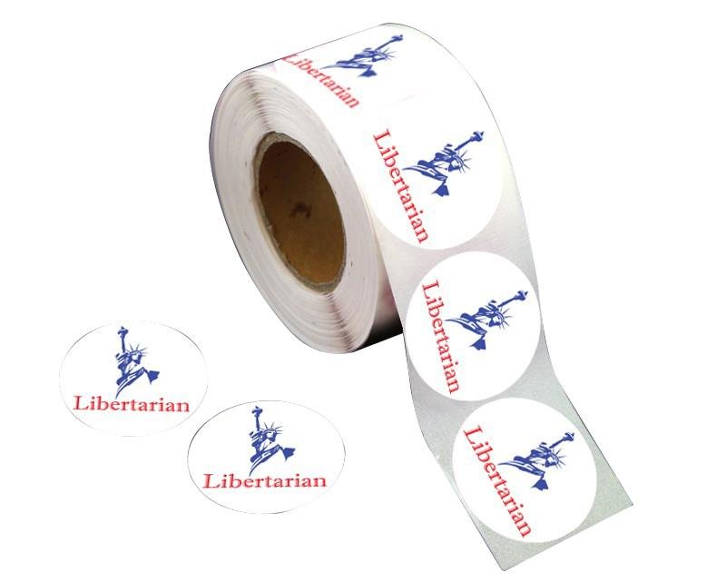 250 Statue of Liberty Libertarian Stickers (250 per Roll)