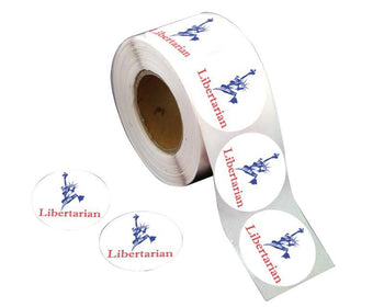 250 Statue of Liberty Libertarian Stickers (250 per Roll)