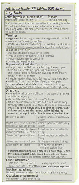 Thyrosafe Tablets: FDA Approved Potassium Iodide (KI) Tablets - Protects Against Radioactive Iodine