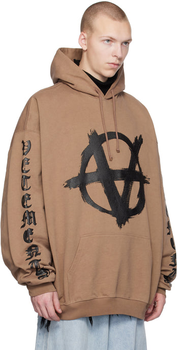 VETEMENTS Taupe Reverse Anarchy Hoodie by Vetements