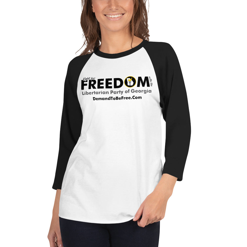 Fight for Freedom Libertarian Party of Georgia 3/4 sleeve raglan shirt