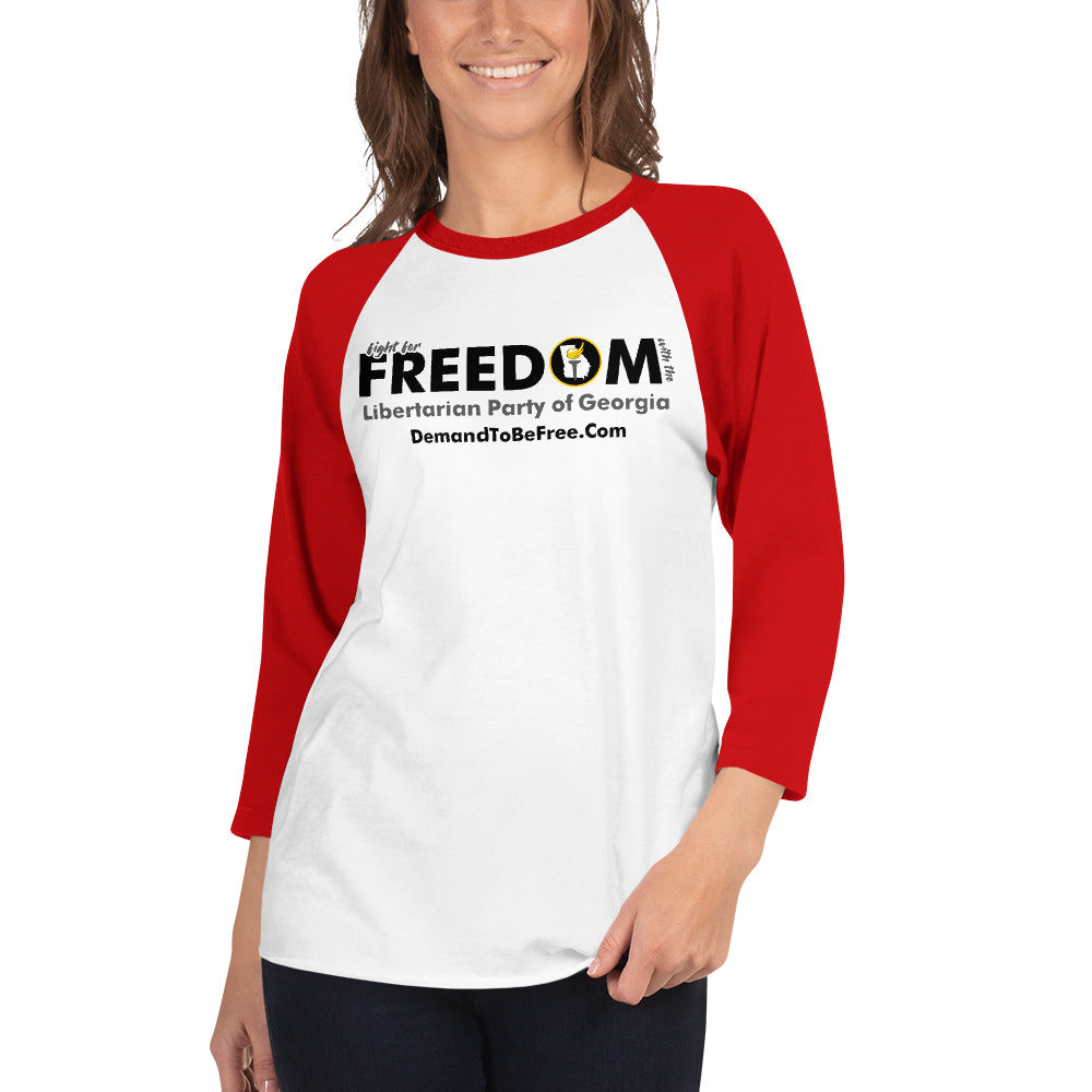 Fight for Freedom Libertarian Party of Georgia 3/4 sleeve raglan shirt