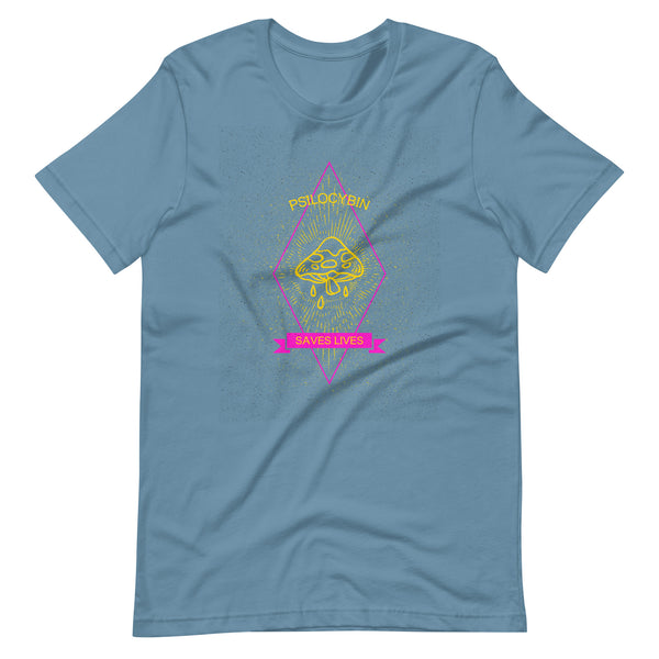 Psilocybin Saves Lives Short-Sleeve Unisex T-Shirt - Proud Libertarian - Peace Love Liberty