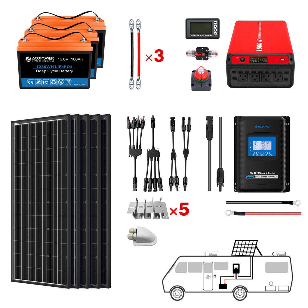 ACOPOWER Lithium Battery Mono Solar Power Complete System with Battery and Inverter for RV Boat 12V Off Grid Kit by ACOPOWER - Proud Libertarian - ACOPOWER