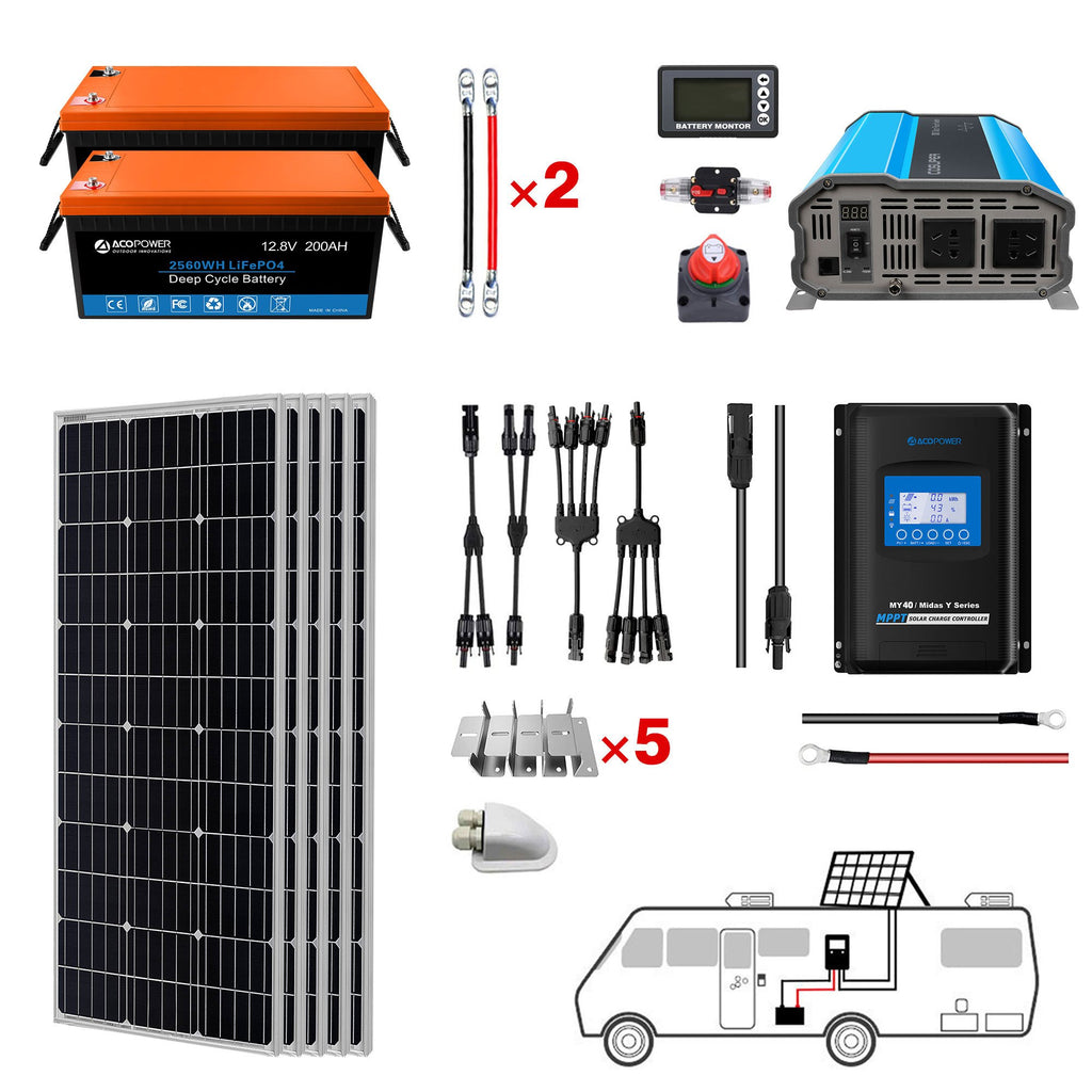 ACOPOWER Lithium Battery Mono Solar Power Complete System with Battery and Inverter for RV Boat 12V Off Grid Kit by ACOPOWER - Proud Libertarian - ACOPOWER