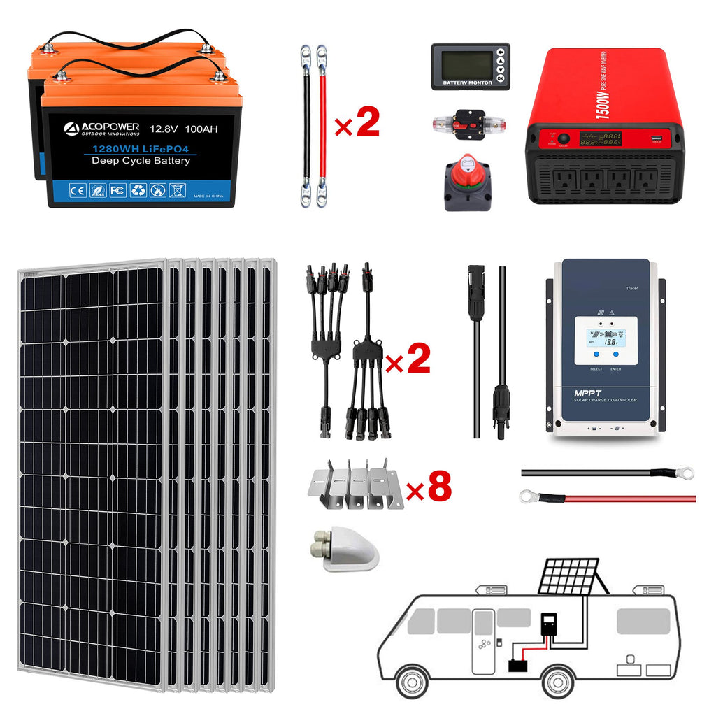 ACOPOWER Lithium Battery Mono Solar Power Complete System with Battery and Inverter for RV Boat 12V Off Grid Kit by ACOPOWER - Proud Libertarian - ACOPOWER