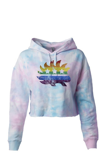 LGBTQ+ Pride Porcupine Tie Dye Crop Hoodie - Proud Libertarian - Proud Libertarian