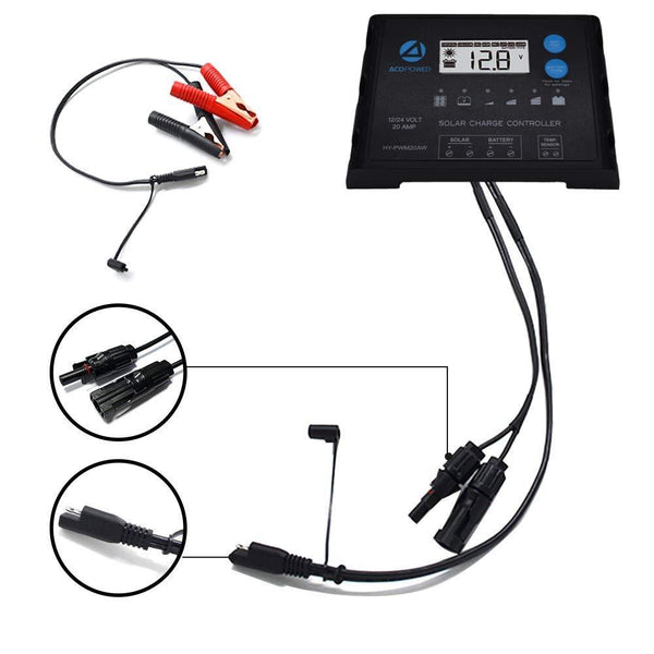 Waterproof ProteusX 20A PWM Solar Charge Controller with Alligator Clips and MC4 Connectors by ACOPOWER - Proud Libertarian - ACOPOWER