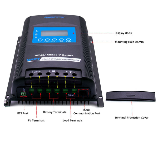 Midas 40A MPPT Solar Charge Controller with Remote Meter MT-50(New Arrival 2020) by ACOPOWER - Proud Libertarian - ACOPOWER