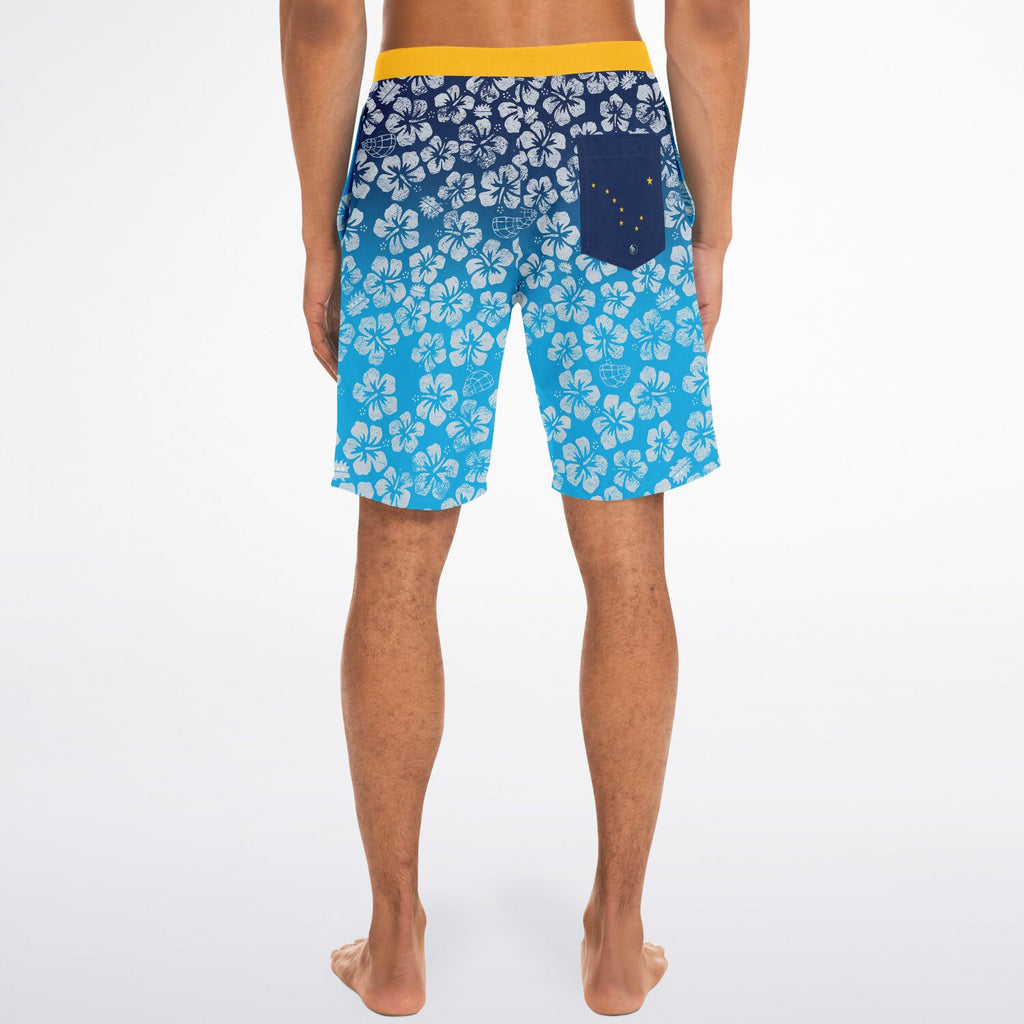 Alaska Libertarian Hawaiian Board Shorts - With Igloos and Porcupines - Proud Libertarian - Alaska Libertarian Party