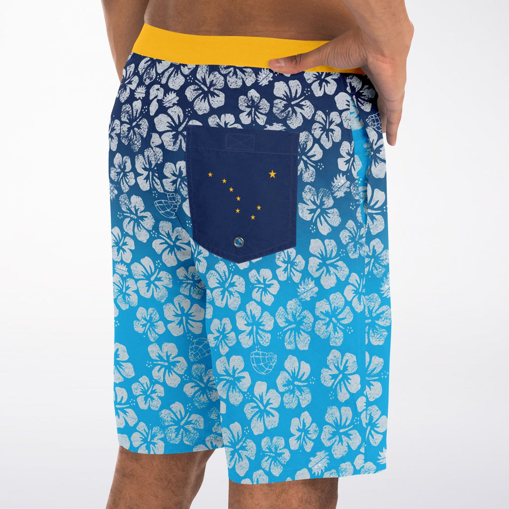 Alaska Libertarian Hawaiian Board Shorts - With Igloos and Porcupines - Proud Libertarian - Alaska Libertarian Party