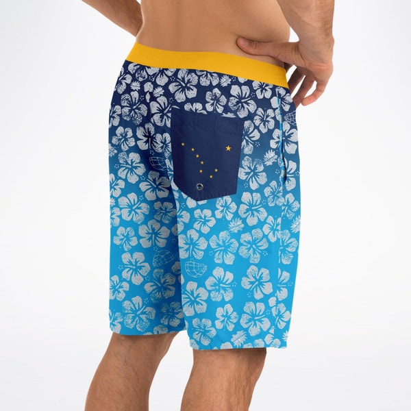 Alaska Libertarian Hawaiian Board Shorts - With Igloos and Porcupines - Proud Libertarian - Alaska Libertarian Party