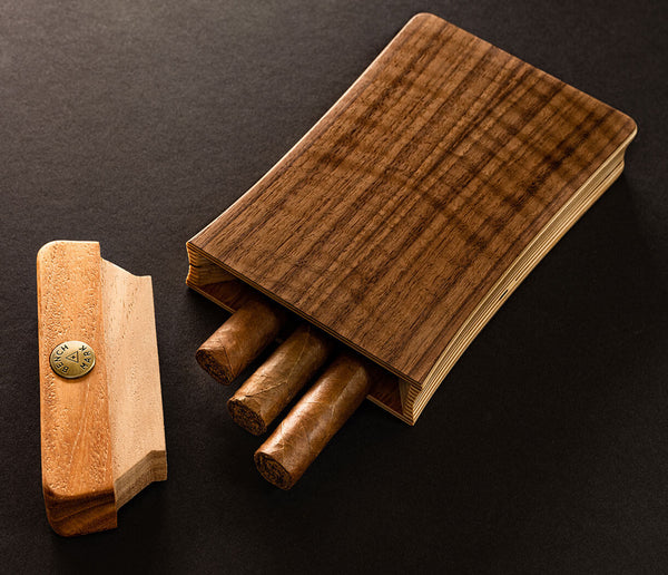 Quarter-sawn Figured Walnut Travel Humidor by Benchmark Humidors - Proud Libertarian - Benchmark Humidors