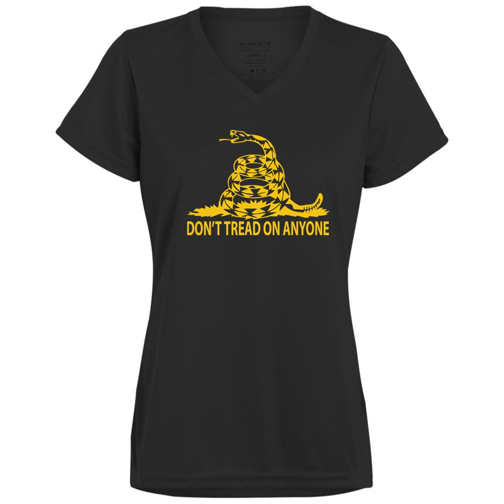 Don't Tread on Anyone Ladies’ Moisture-Wicking V-Neck Tee - Proud Libertarian - Proud Libertarian