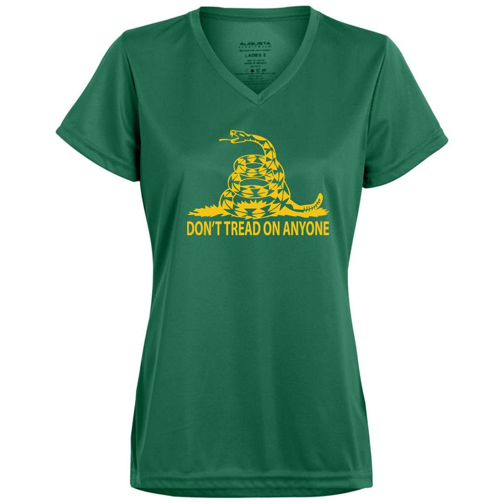 Don't Tread on Anyone Ladies’ Moisture-Wicking V-Neck Tee - Proud Libertarian - Proud Libertarian