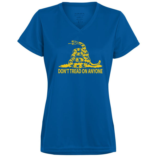 Don't Tread on Anyone Ladies’ Moisture-Wicking V-Neck Tee - Proud Libertarian - Proud Libertarian