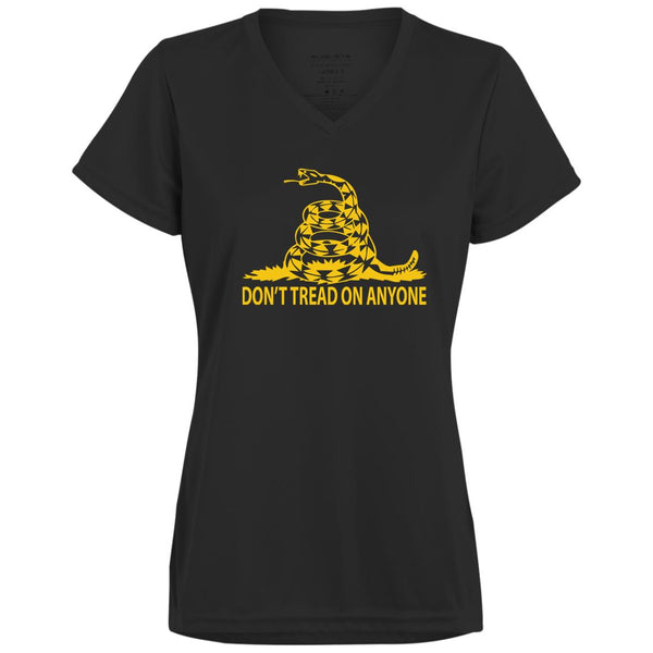 Don't Tread on Anyone Ladies’ Moisture-Wicking V-Neck Tee - Proud Libertarian - Proud Libertarian