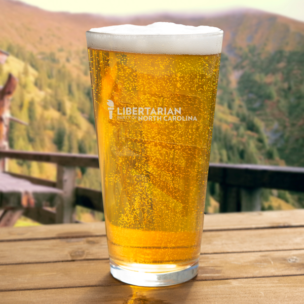 LPNC Pint Glass - Proud Libertarian - Libertarian Party of North Carolina