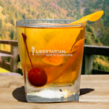 LPNC Whiskey Glass - Proud Libertarian - Libertarian Party of North Carolina