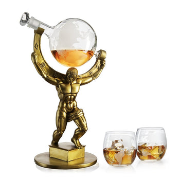 Atlas Bronze World Whiskey Decanter Globe - 15