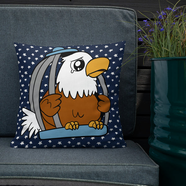 Caged Freedom Cartoon Pillow - Proud Libertarian - Cartoons of Liberty