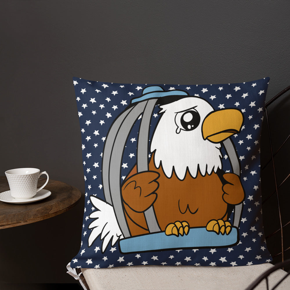 Caged Freedom Cartoon Pillow - Proud Libertarian - Cartoons of Liberty