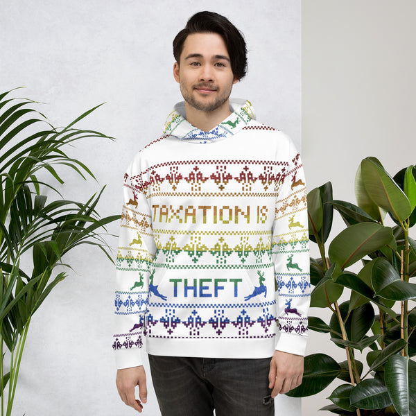 Taxation is theft LGBTQ Ugly Christmas Sweater Hoodie Unisex Hoodie - Proud Libertarian - Proud Libertarian