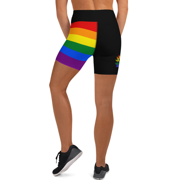 LGBT Flag Porcupine Yoga Shorts - Proud Libertarian - Proud Libertarian