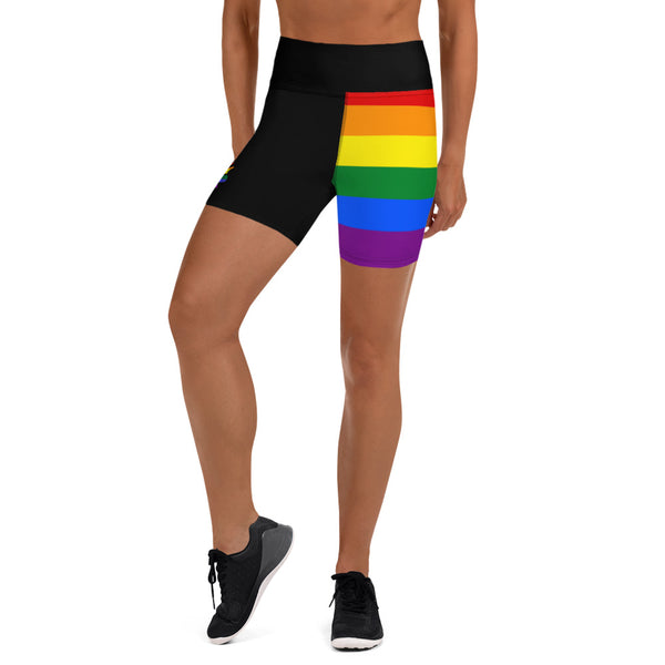 LGBT Flag Porcupine Yoga Shorts - Proud Libertarian - Proud Libertarian