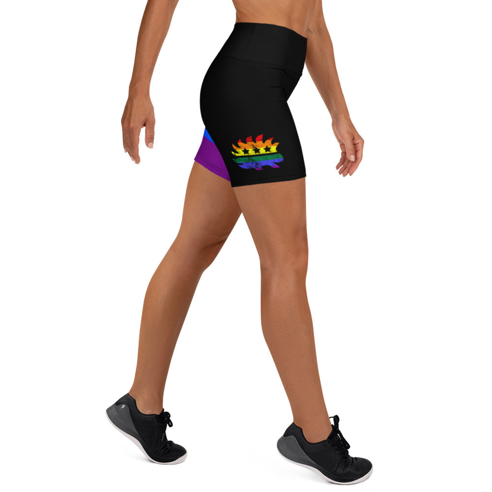 LGBT Flag Porcupine Yoga Shorts - Proud Libertarian - Proud Libertarian