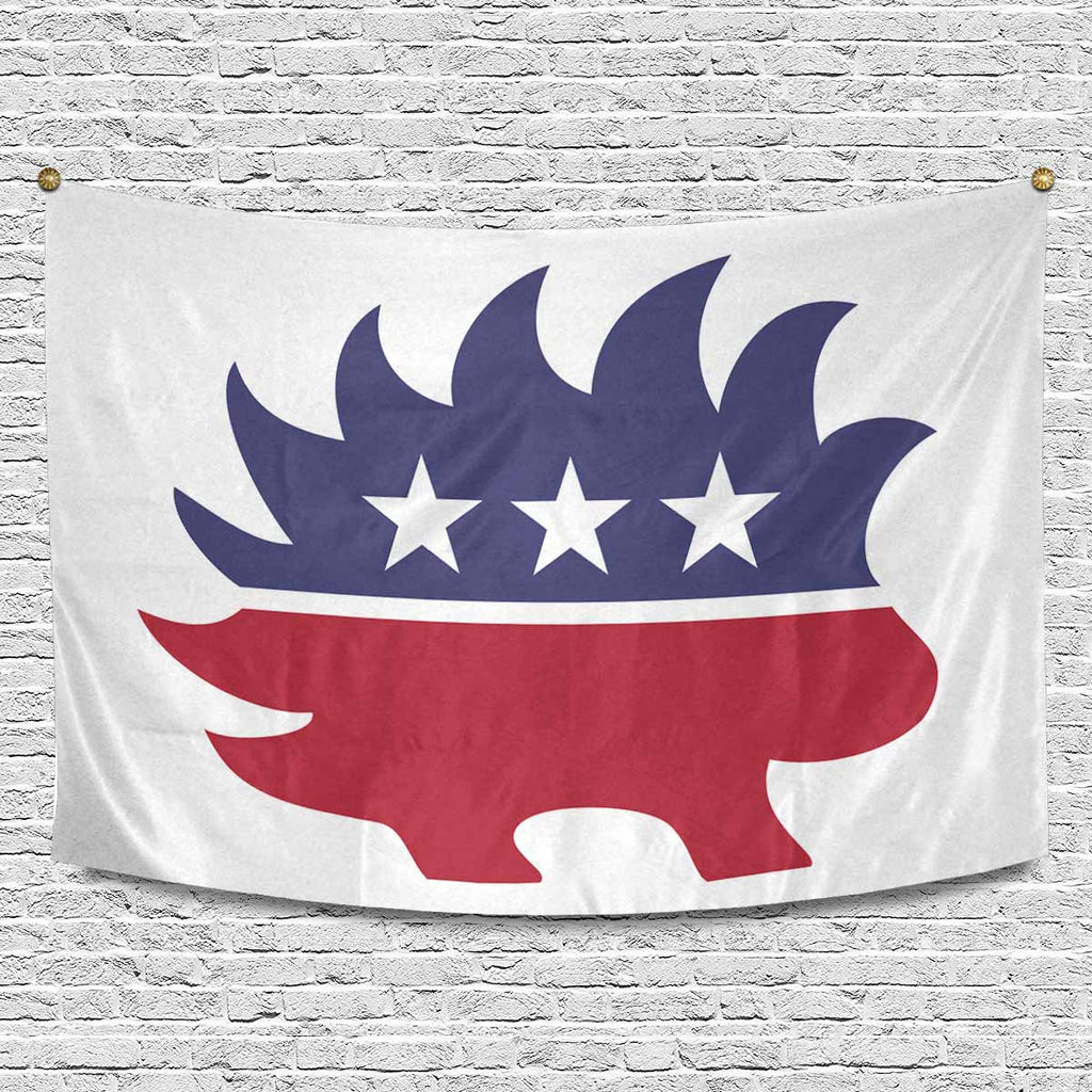 Red white and Blue Porcupine Single Sided Wall Tapestry 90"x 60" - Proud Libertarian - Proud Libertarian