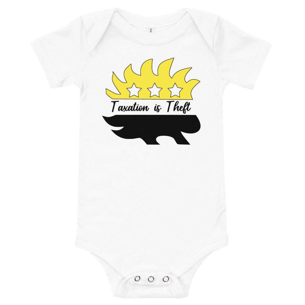 Taxation is Theft Porcupine Baby short sleeve one piece - Proud Libertarian - Rachael Revolution