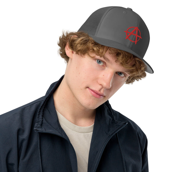 Ancom Anarchy Anarchocommunism Black & Red Closed-back trucker cap - Proud Libertarian - Proud Libertarian