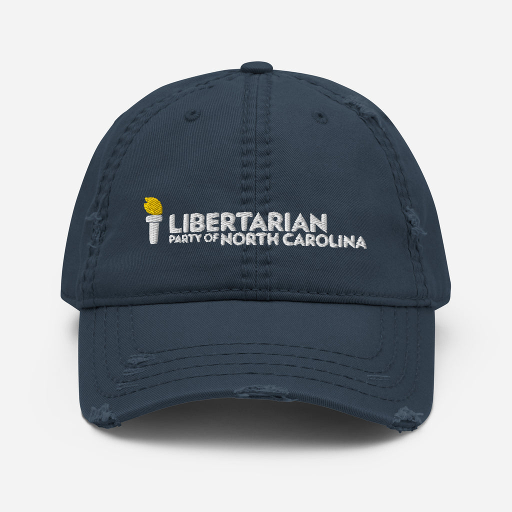 LPNC Distressed Dad Hat - Proud Libertarian - Libertarian Party of North Carolina