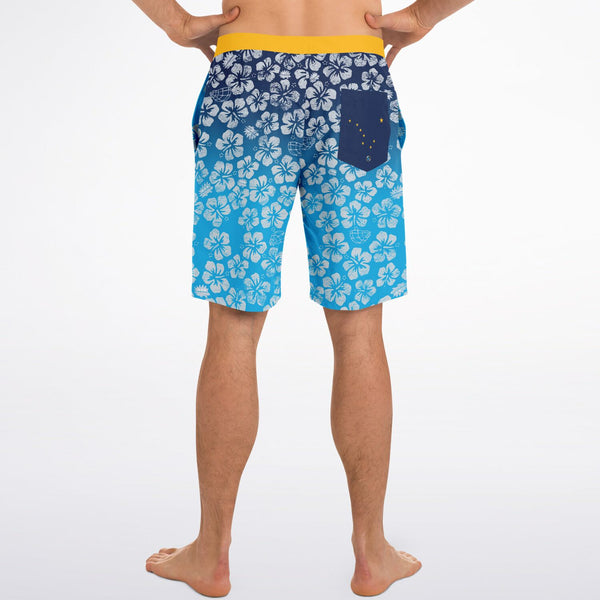 Alaska Libertarian Hawaiian Board Shorts - With Igloos and Porcupines - Proud Libertarian - Alaska Libertarian Party