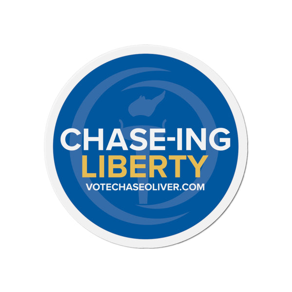 Chase-ing Liberty- Chase Oliver for President Die-Cut Magnets - Proud Libertarian - Chase Oliver