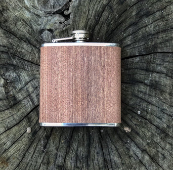 Sapele Wood Wrapped Flask- 6 oz by Vintage Gentlemen - Proud Libertarian - Vintage Gentlemen