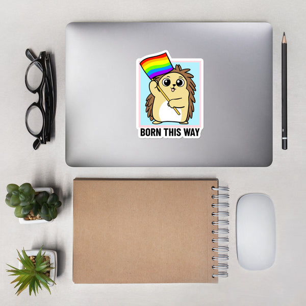 Born this Way LGBT Pride Cartoon Porcupine Bubble-free stickers - Proud Libertarian - Cartoons of Liberty