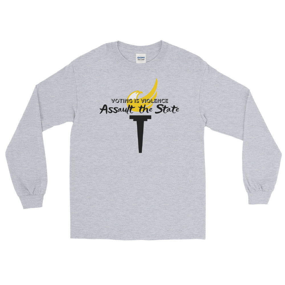 Voting is Violence - Assault the State - Alaska LP Long Sleeve Shirt - Proud Libertarian - Alaska Libertarian Party