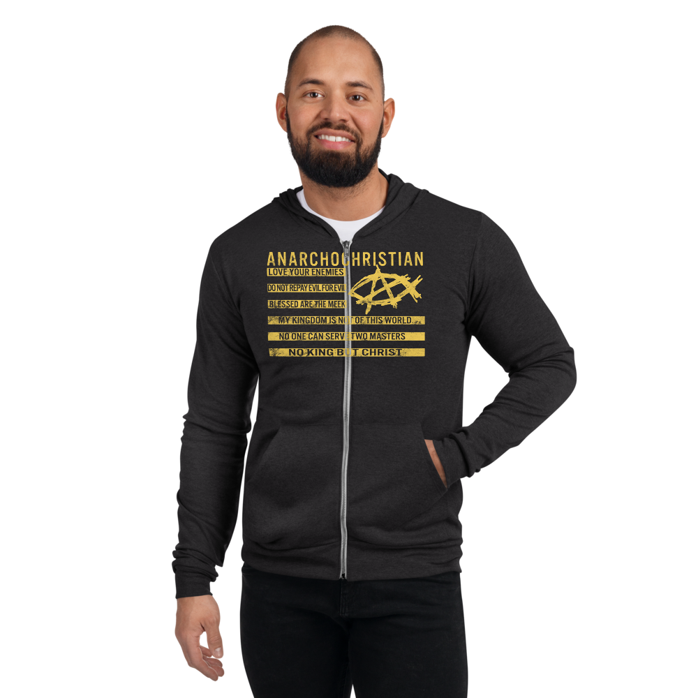 AnarchoChristian No King But Christ - Christian Flag Unisex zip hoodie - Proud Libertarian - AnarchoChristian