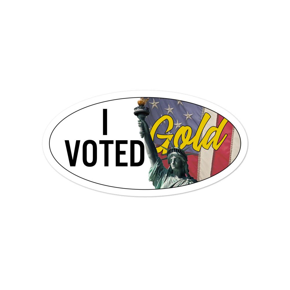 I Voted Gold - Vote Stickers 1 x 2 Ovals (Quantity 8) - Proud Libertarian - Proud Libertarian