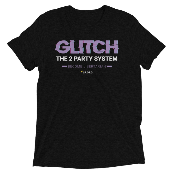Glitch the Two Party System Tri-Blend Unisex Shirt - Proud Libertarian - Pirate Smile