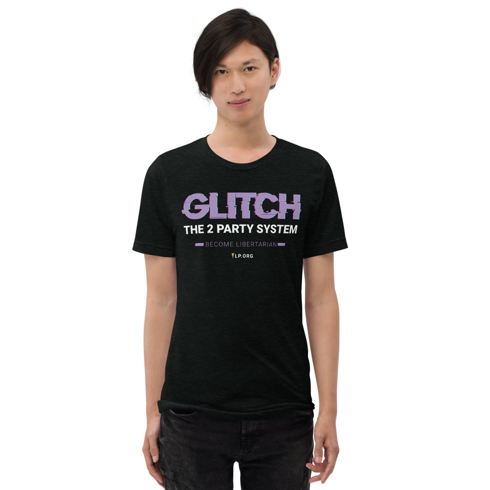 Glitch the Two Party System Tri-Blend Unisex Shirt - Proud Libertarian - Pirate Smile